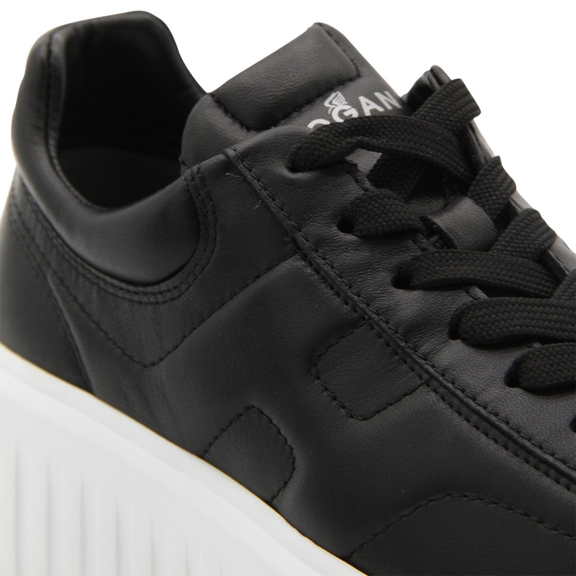 Hogan Black Leather H-Stripes Sneakers