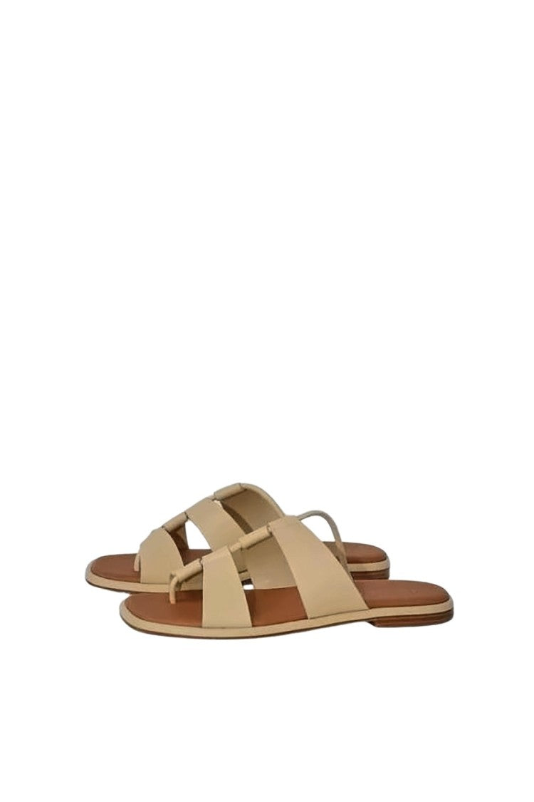 Hereu Flat Leather Slip-On Sandals With Crisscross Straps