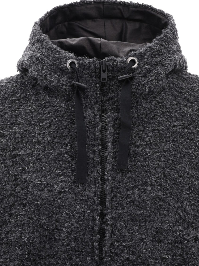 Junya Watanabe Textured Drawstring Zipped Hoodie