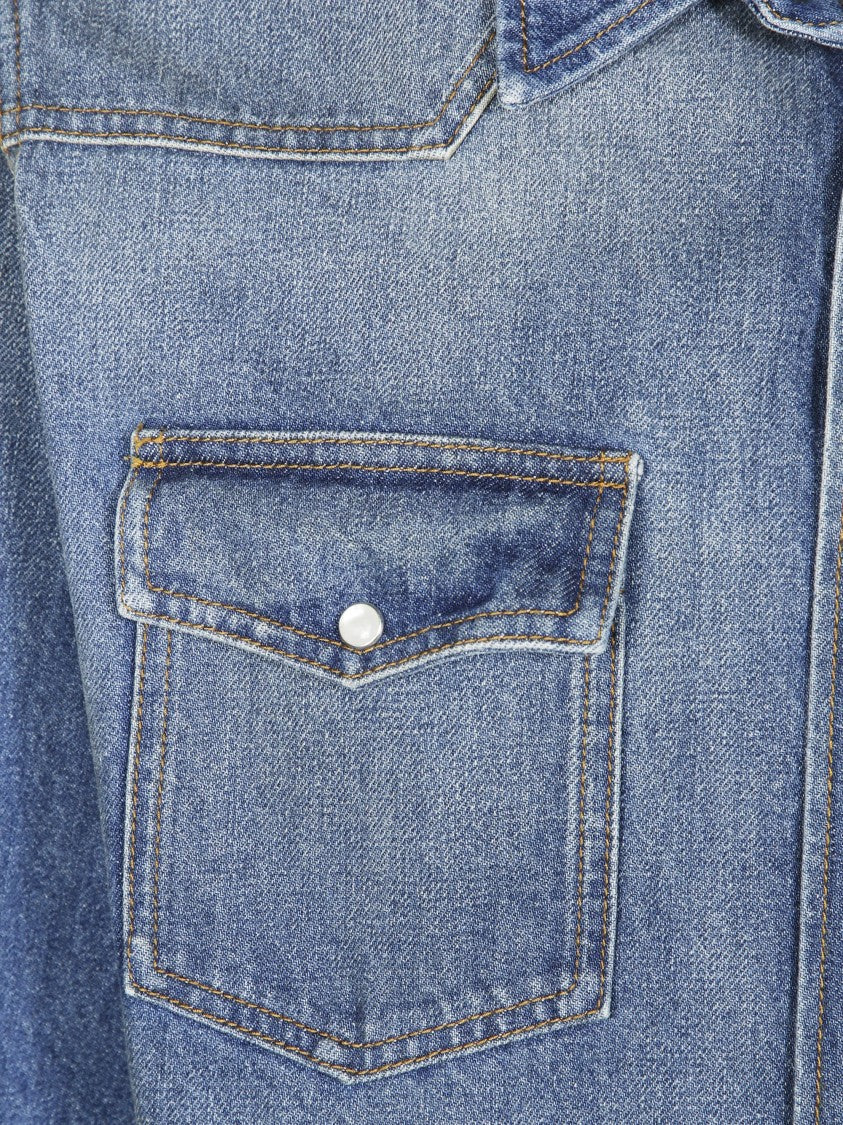 Mm6 By Maison Margiela Embellished Denim Overshirt