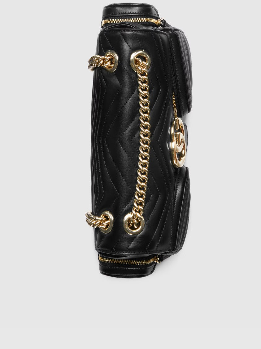 Gucci Black Marmont 2 Chevron Matelassé Bag
