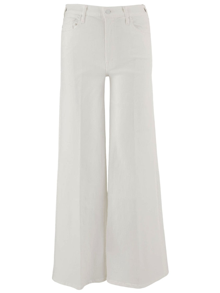 Mother Wide-Leg White Jeans With Classic Five-Pocket Design