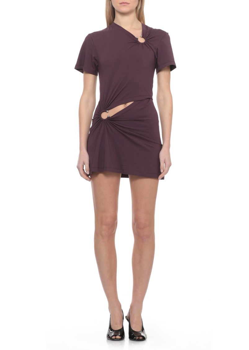 Rabanne Mini Dress With Cut-Out Hem And Metal Accents