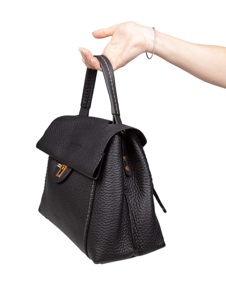 Visona 21571 Leather Handbag, Black