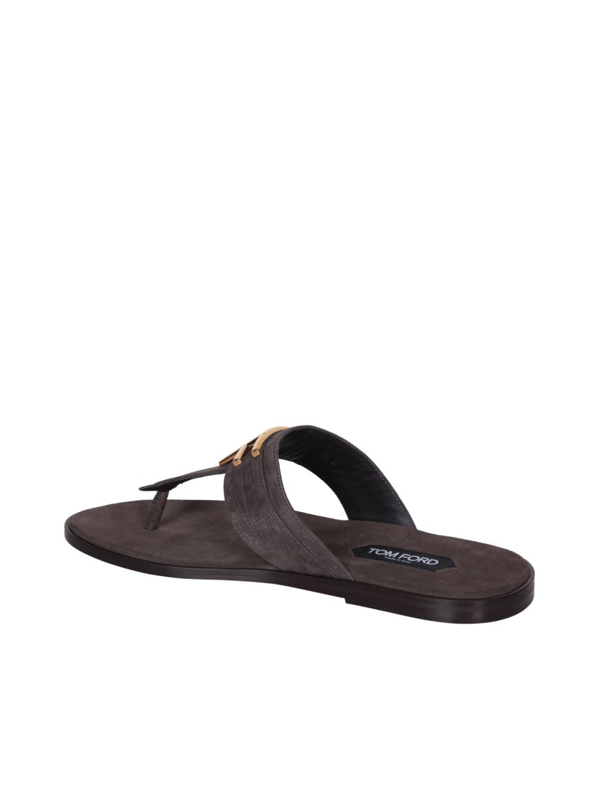 Tom Ford Brown Leather Sandals