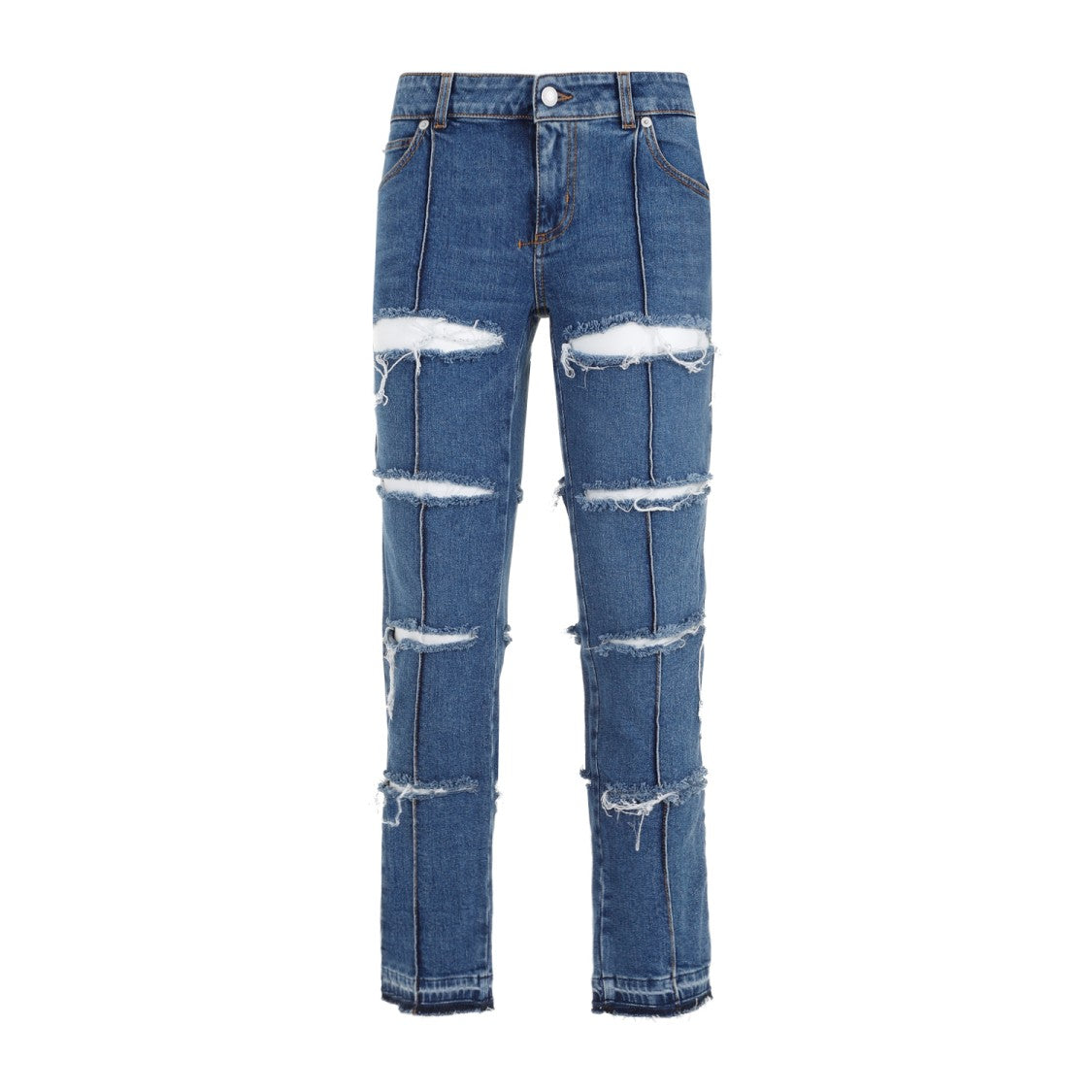 Alexander Mcqueen Denim Blue Stone Wash Cotton Pants