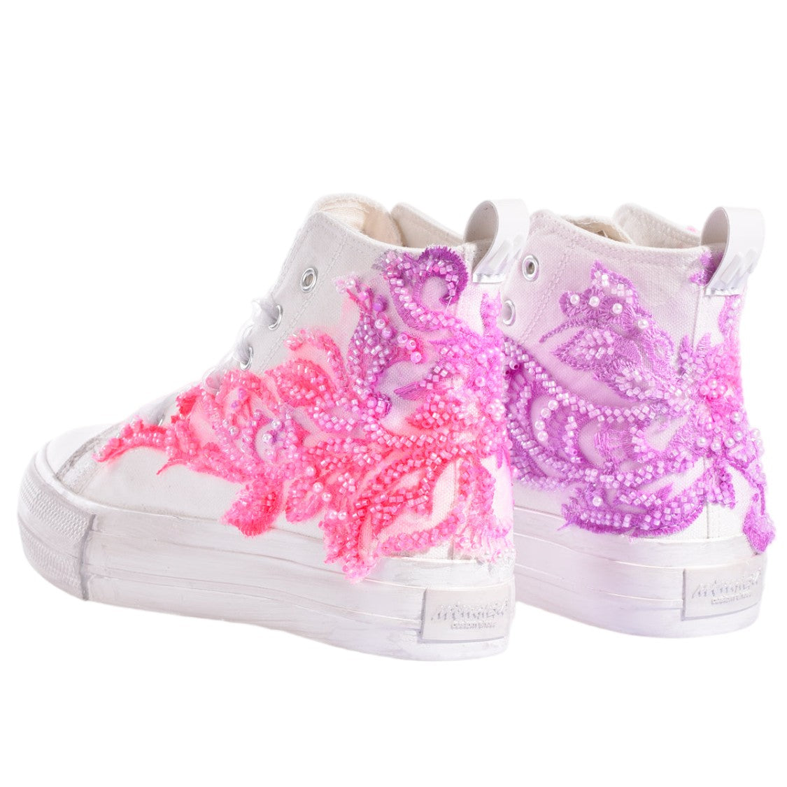 Mimanera Pink Princess Handcrafted Lace Platform Sneakers