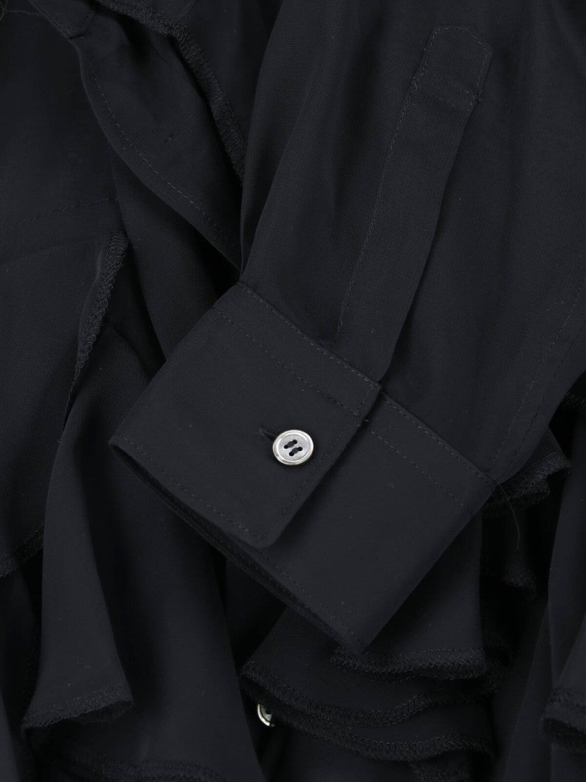 Comme Des Garçons Black Ruffled Long-Sleeve Fabric Shirt