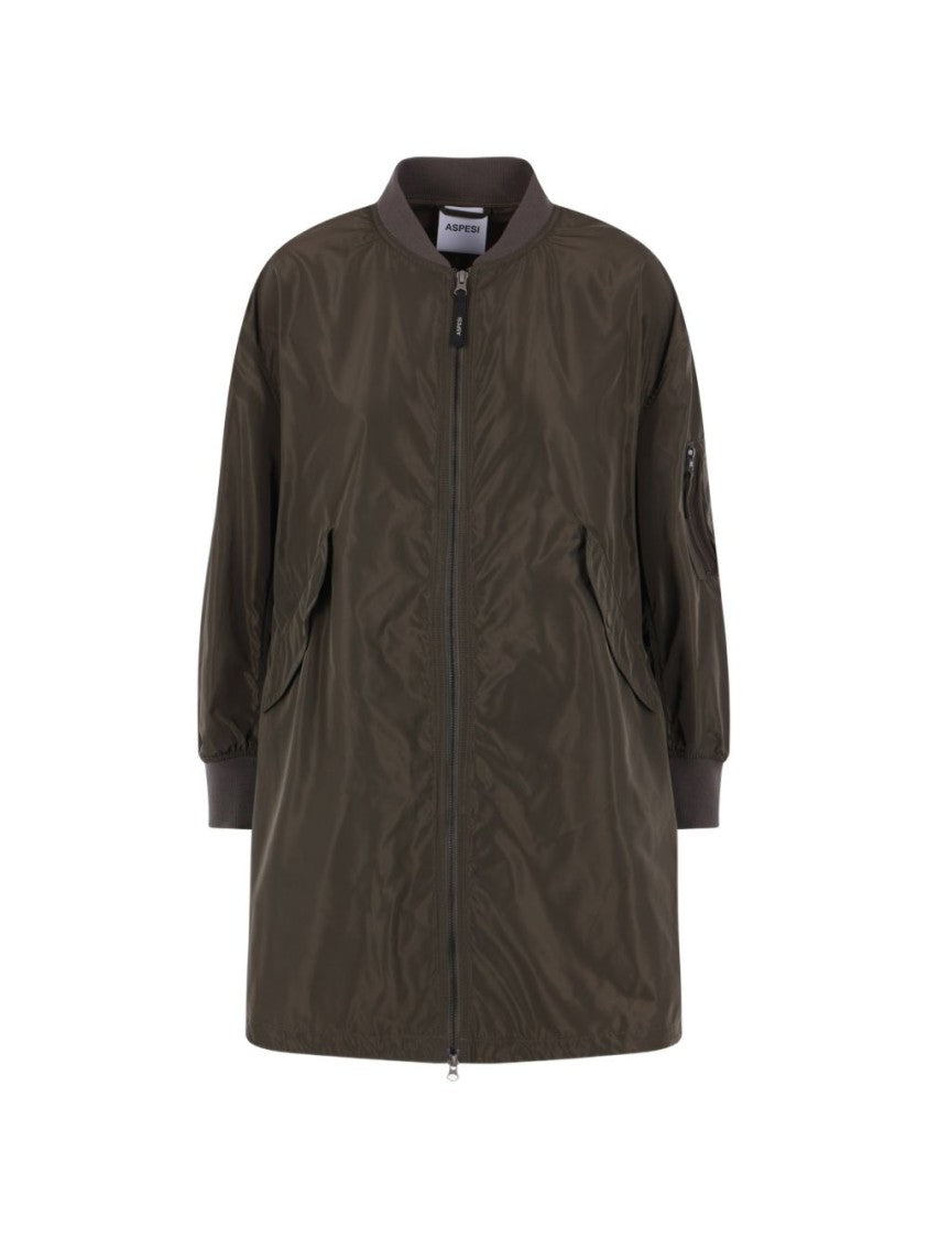 Aspesi Brown Oversized Zip Pocket Military Jacket