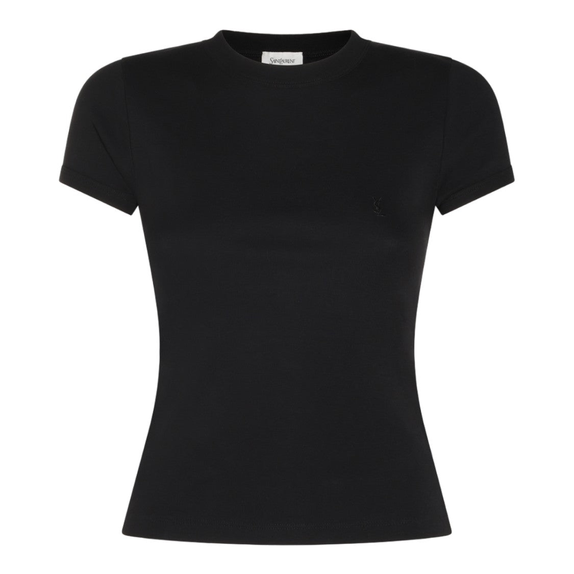 Saint Laurent Fitted Black Short-Sleeve T-Shirt With Classic Crew Neckline