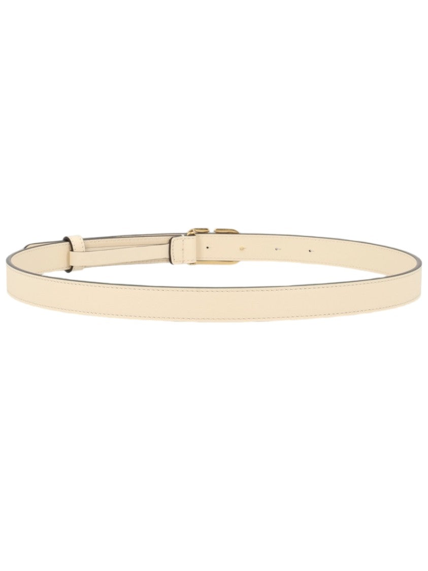 Valentino Garavani Slim Calf Leather Belt With Gold-Tone Logo Buckle