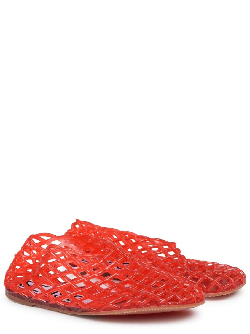 Senso Red Lattice Design Red Flats With Leather Sock