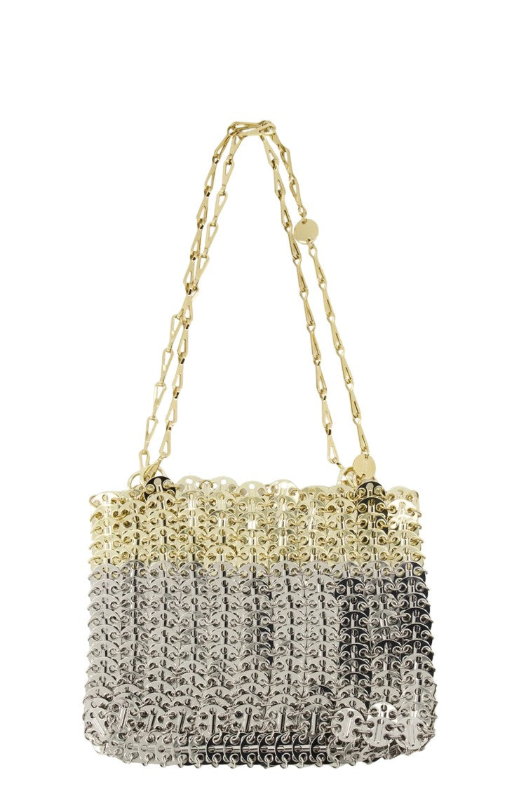 Rabanne Silver Light Gold 1969 Skyline Chain Metal Mesh Brass Clutch