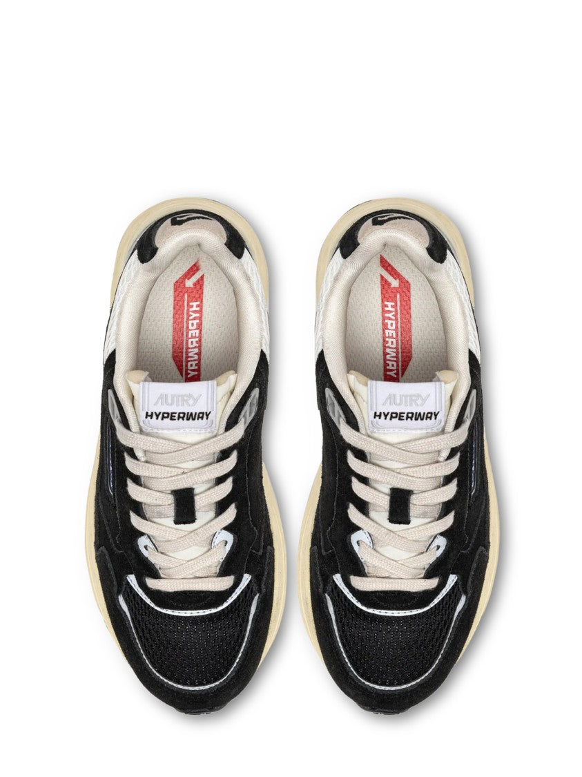 Autry Black Suede And Mesh Sneakers With Cream Cushioned Sole