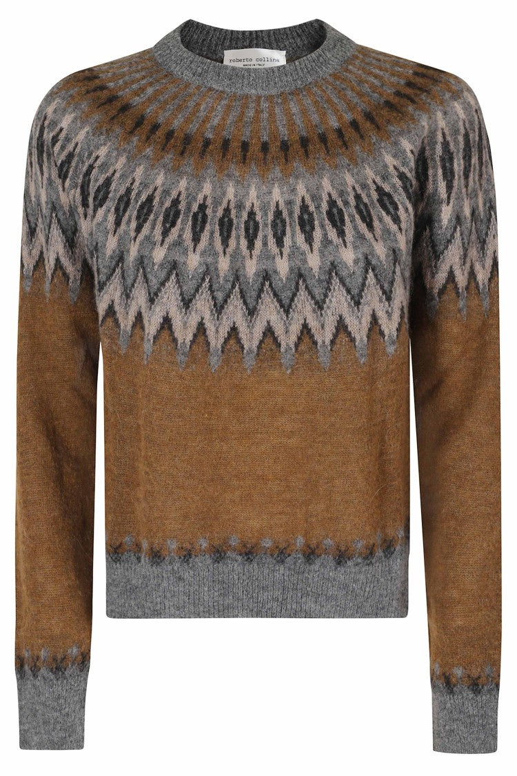 Roberto Collina Camel Fair Isle Alpaca-Blend Sweater