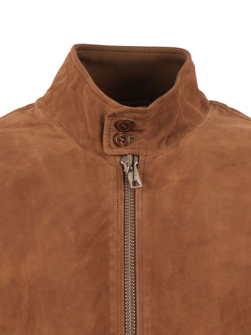 Schott Nyc Brown Suede Stand Collar Leather Jacket