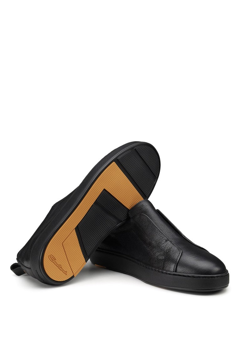 Santoni Seta Hand-Varnished Suede Sneakers
