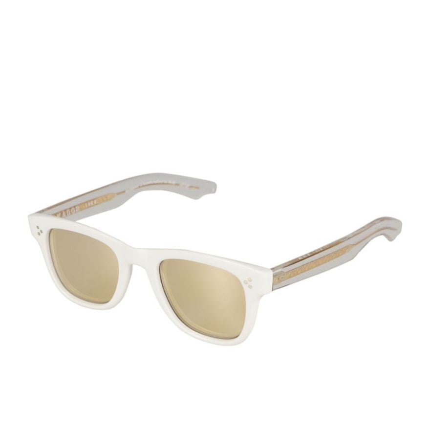 Kador Voyager 23 Translucent White Rectangular Sunglasses With Gold Accents