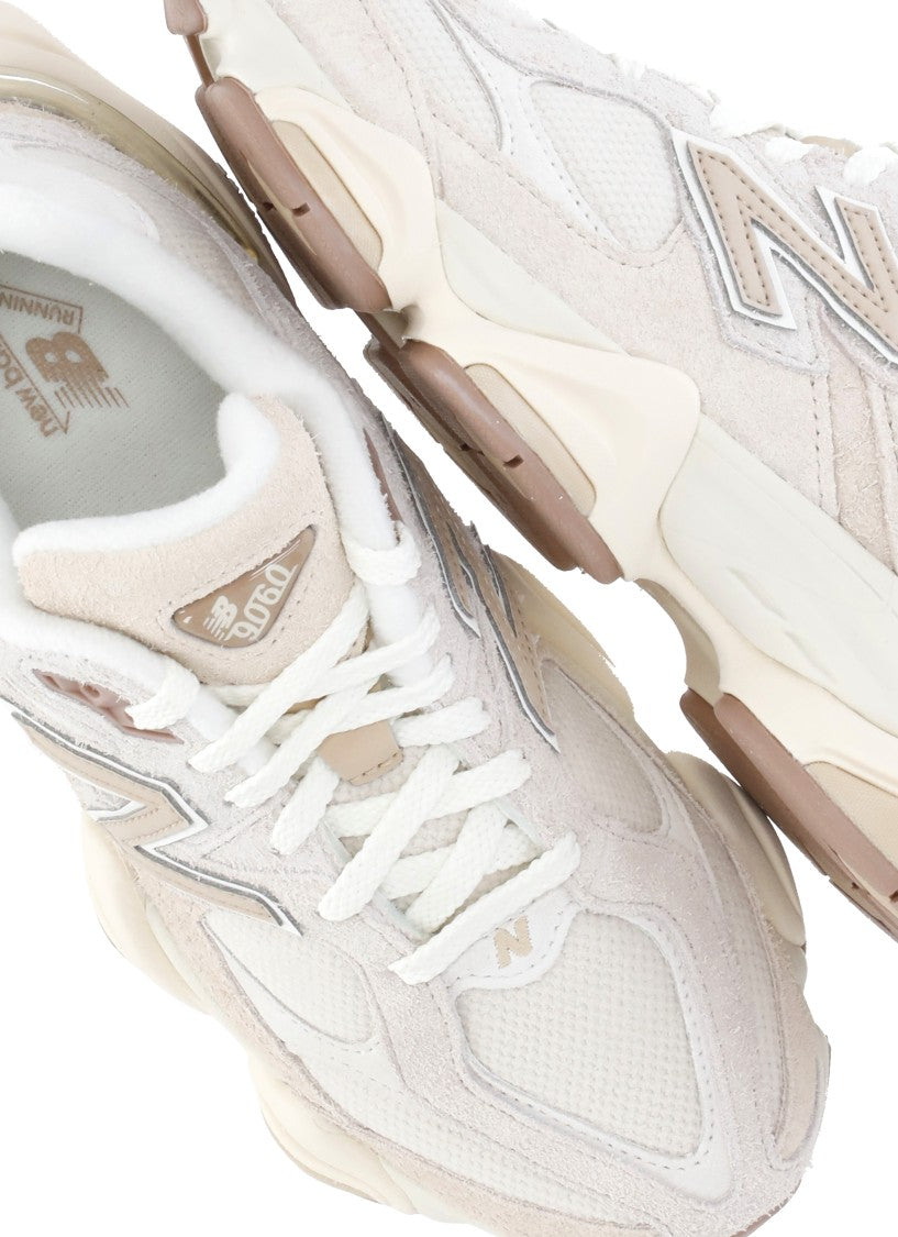 New Balance Beige Leather And Fabric Sneakers With Cushioned Sole