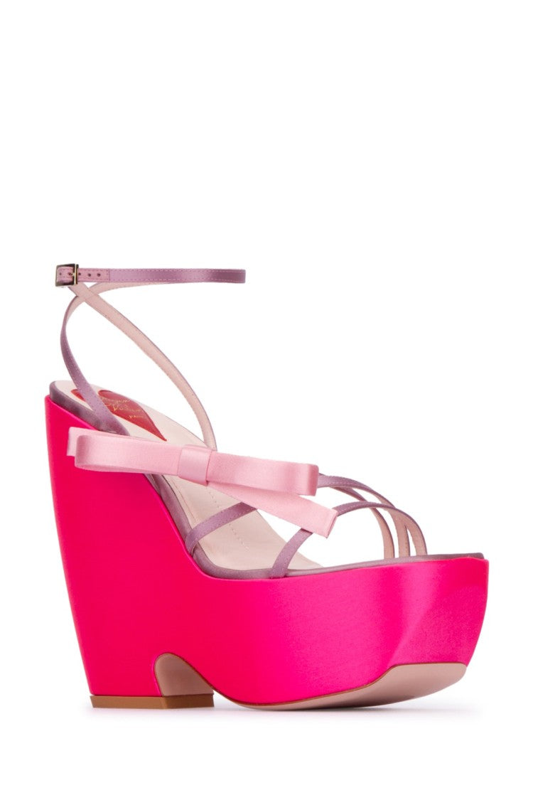 Roger Vivier Bold Platform Wedge Sandals With Charming Bow Detail
