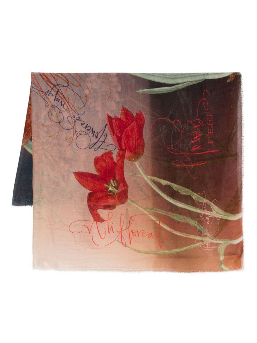 Faliero Sarti Floral-Patterned Multicolour Scarf With Delicate Texture