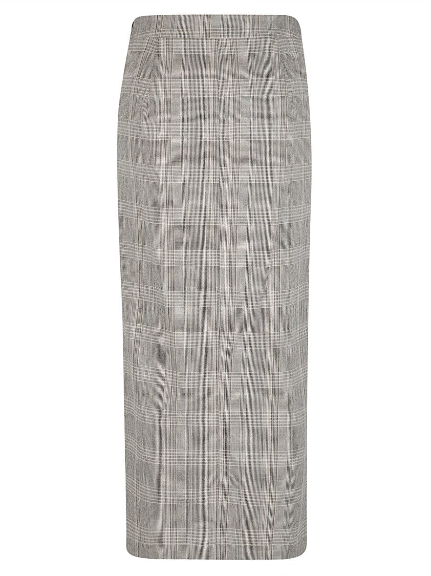 Patrizia Pepe Classic Plaid Polyester-Blend Midi Skirt