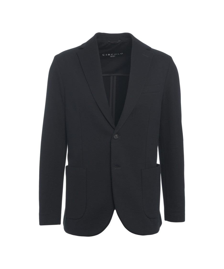 Circolo 1901 Tailored Black Corduroy Blazer With Classic Lapels