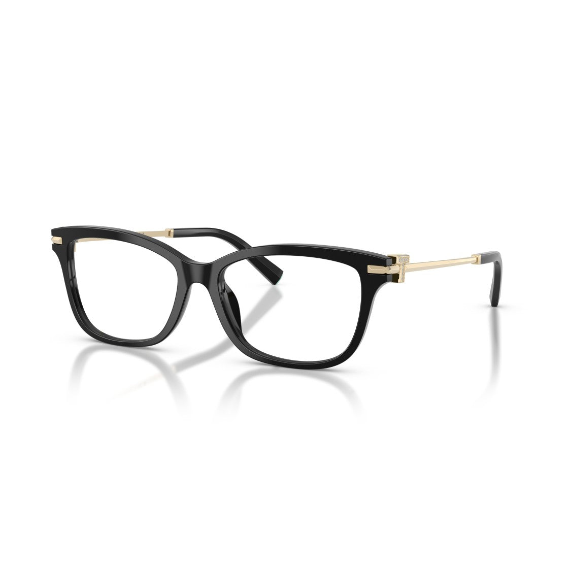 Tiffany & Co. Black Rectangular Acetate Gold Accent Eyeglasses