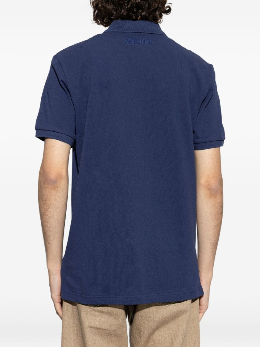 Moschino Silk-Nylon Blend Polo Shirt With Embroidered Goose Emblem