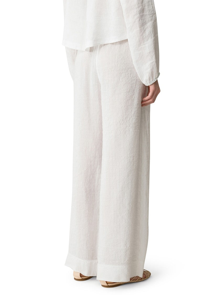 Forte Forte Wide-Leg Silk Linen Voile Trousers With Pinstripe Detail
