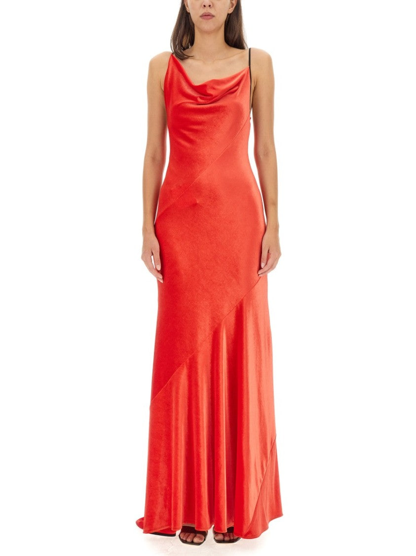 philosophy red dress Philosophy Di Lorenzo Serafini long-sleeve Velvet Midi Dress | Red