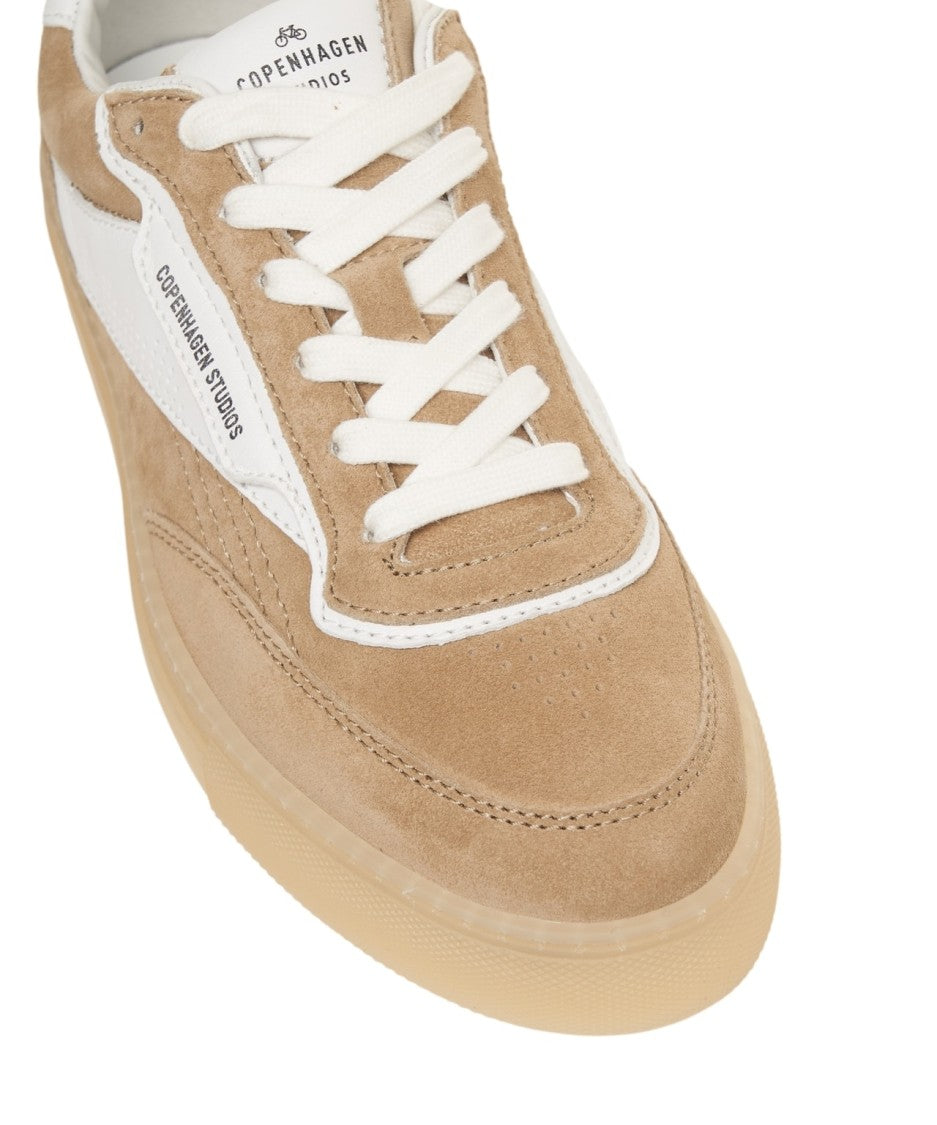 Copenhagen Beige Leather Sneakers With Unique Heel Detail