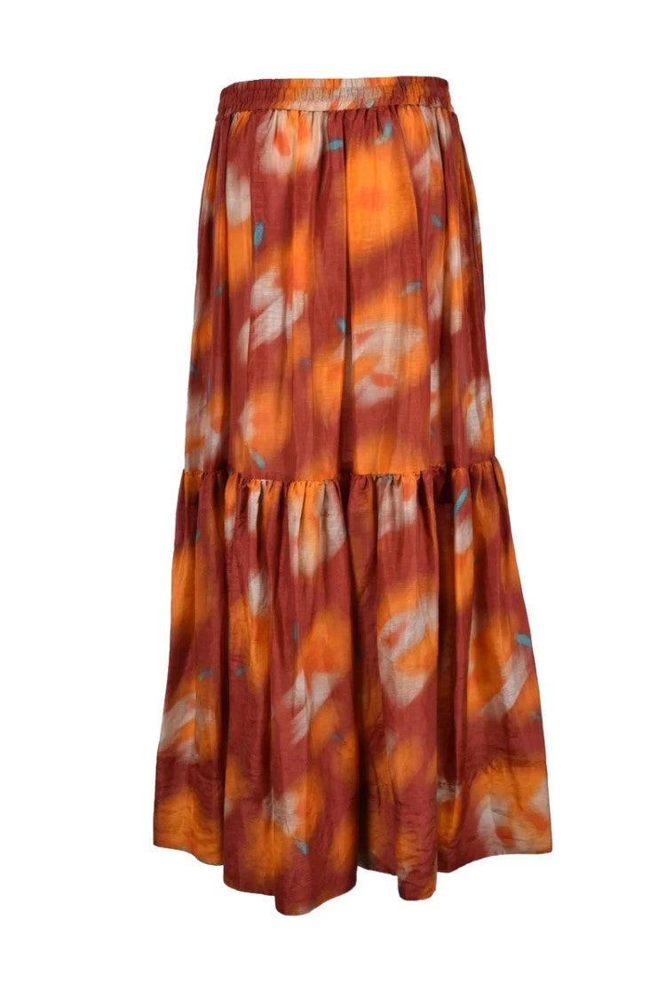 Lee Mathews Flowing Orange Maxi Skirt