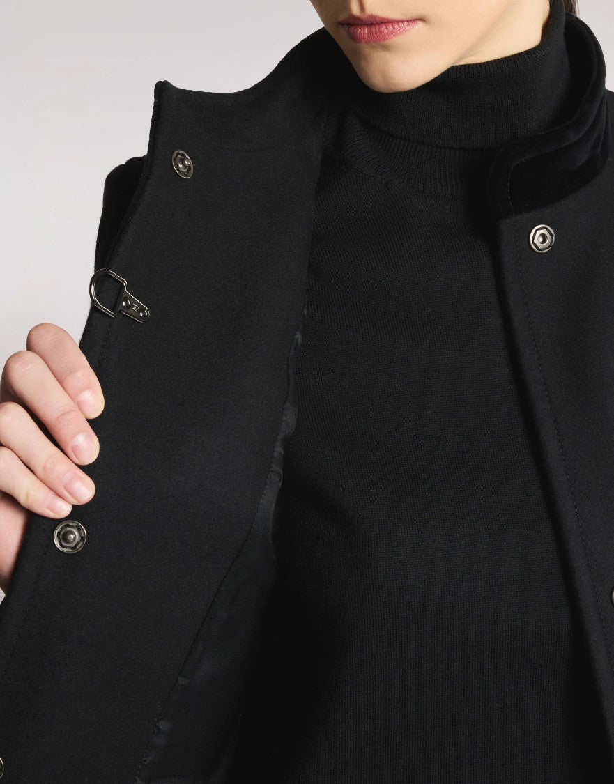Fay Single-Breasted Wool Blend Coat With Design