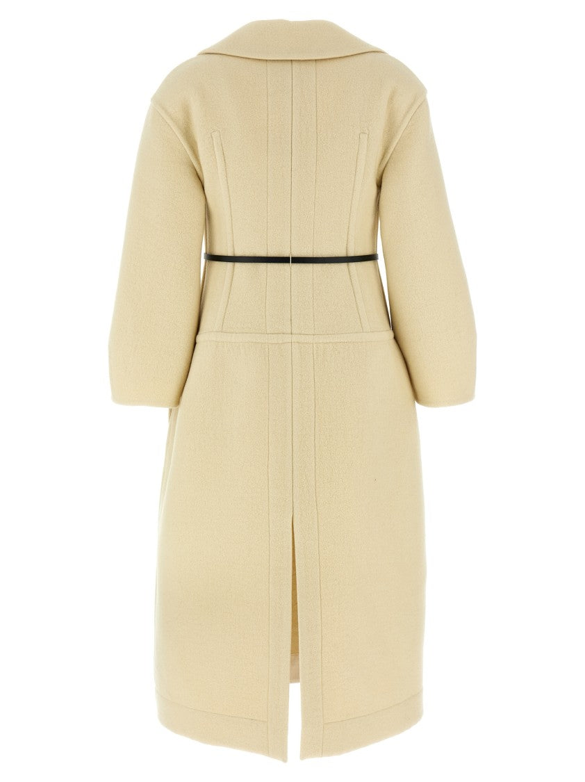 Jil Sander Structured Virgin Wool Felt Coat With Removable Leather Belt
