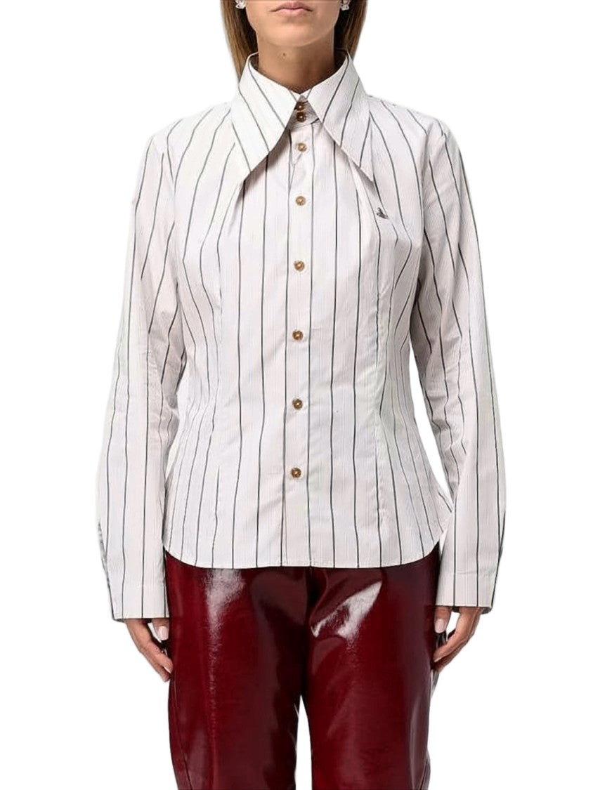 Vivienne Westwood Vertical Striped Tailored Shirt With Pointed Collar