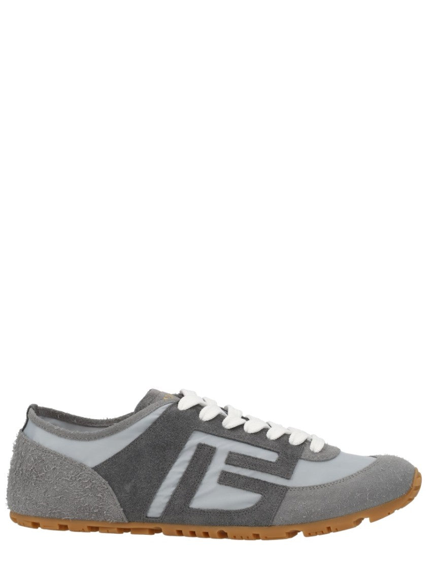 Balmain Grey Racer 45 Suede Panel Sneakers