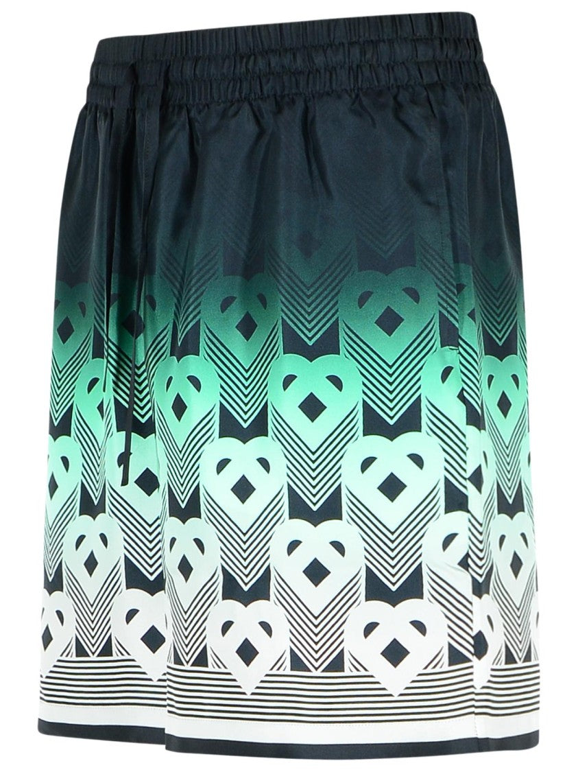 Casablanca Green Silk Bermuda Shorts