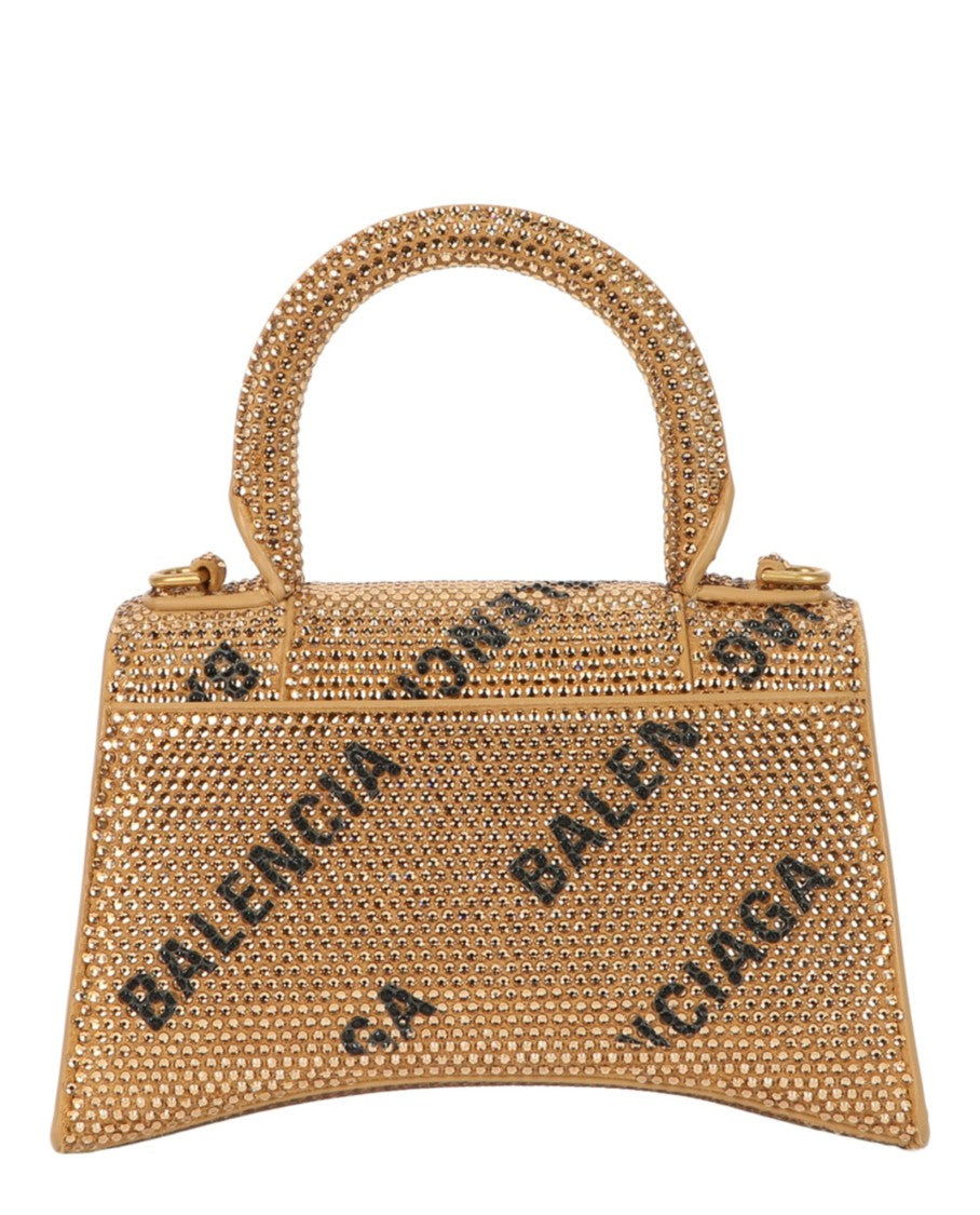 Balenciaga Hourglass Xs Top Handle Bag With Allover Logo Strass