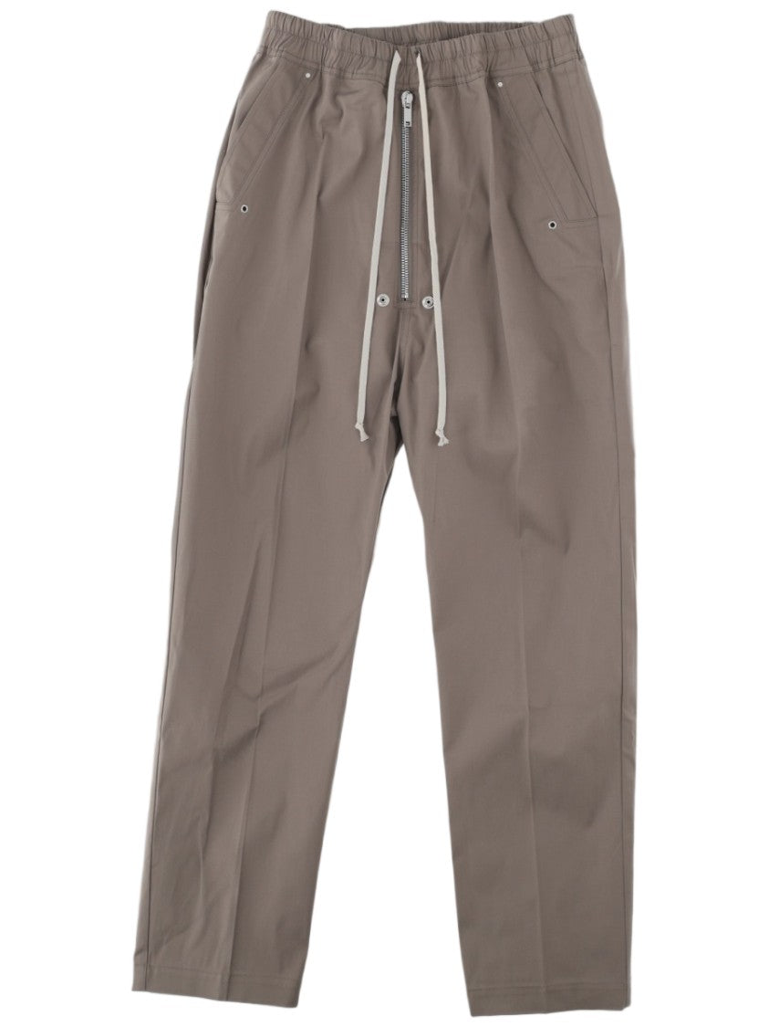 Rick Owens Relaxed Fit Brown Pants With Elastic Waistband And Flap Pockets