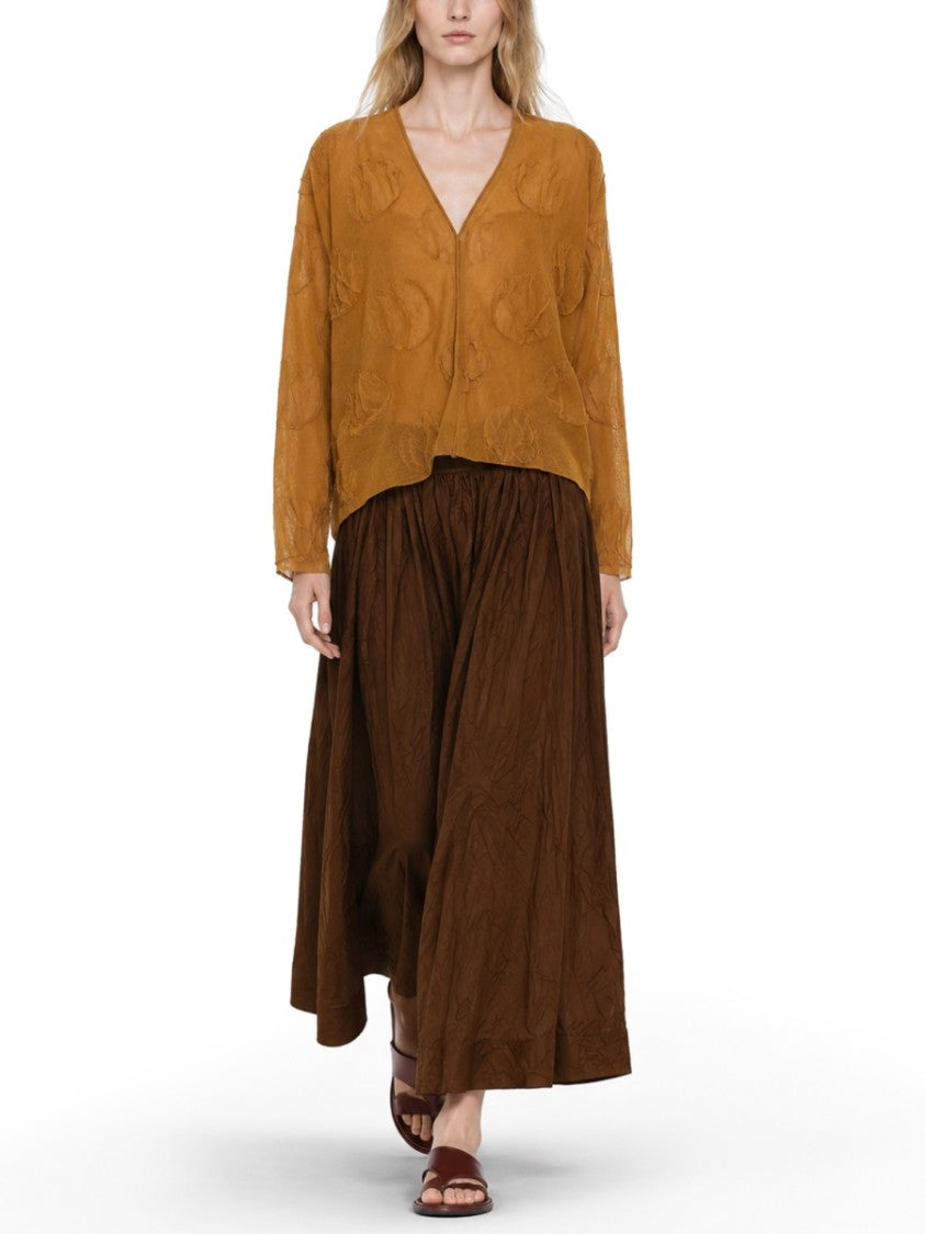 Uma Wang Gillian High Waist Gathered Midi Skirt