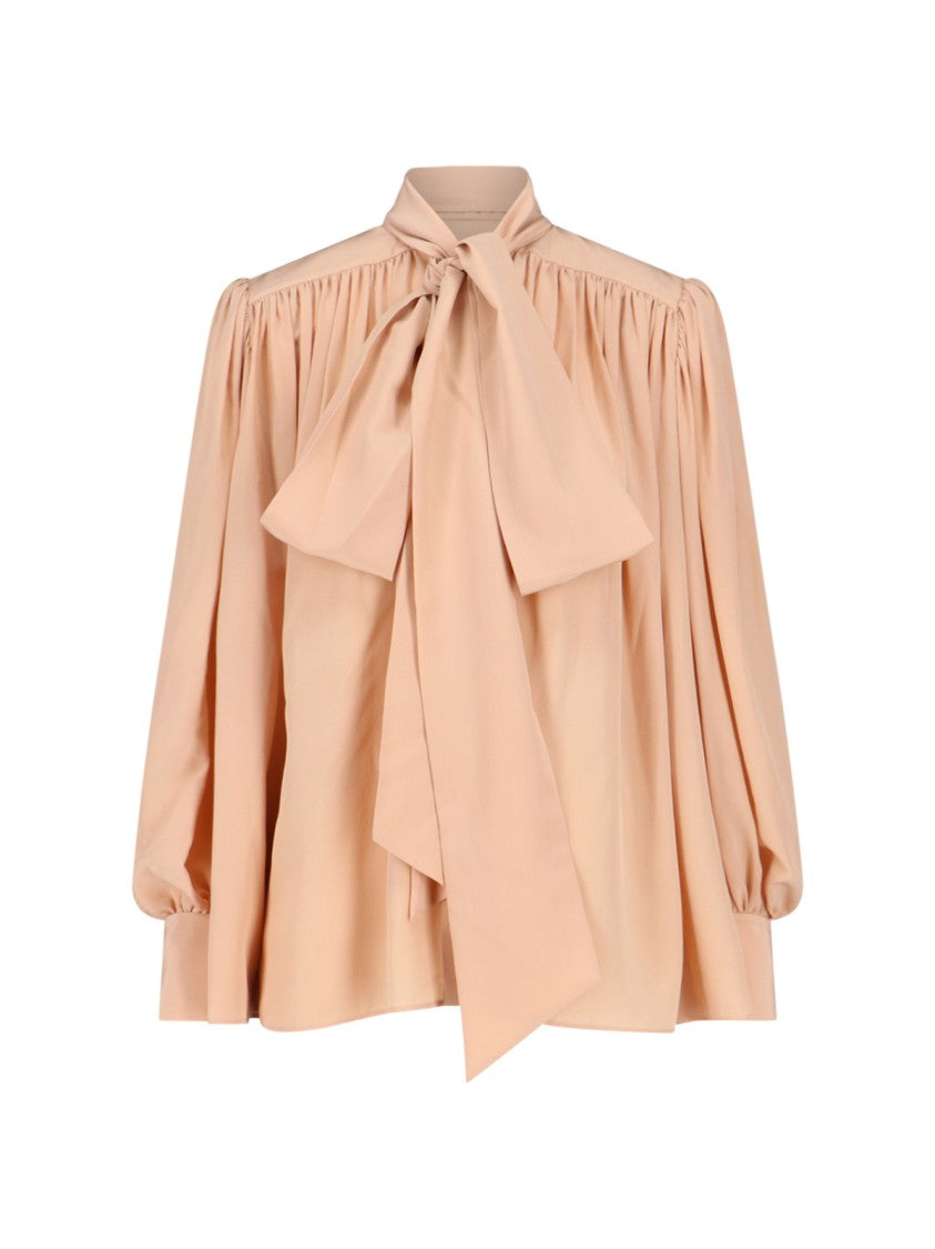 Chloé Silk Lavallière Blouse – Beige