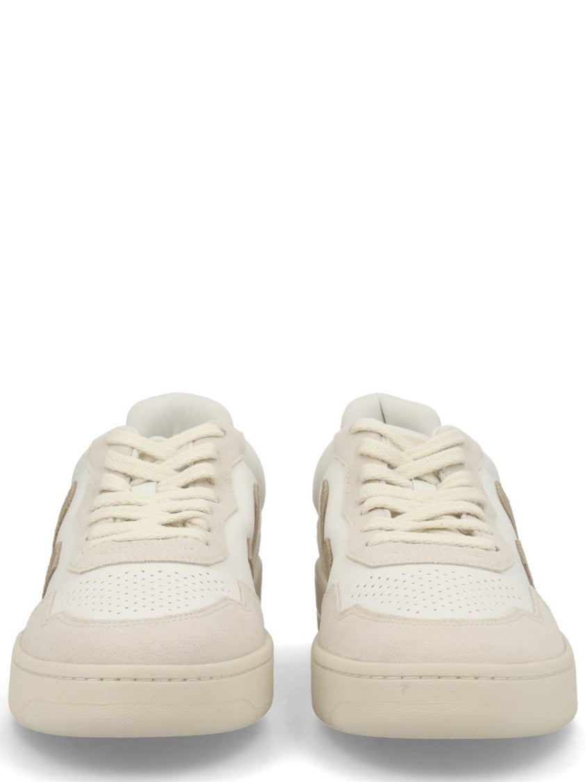 Veja White V-90 Suede Overlay Sneakers