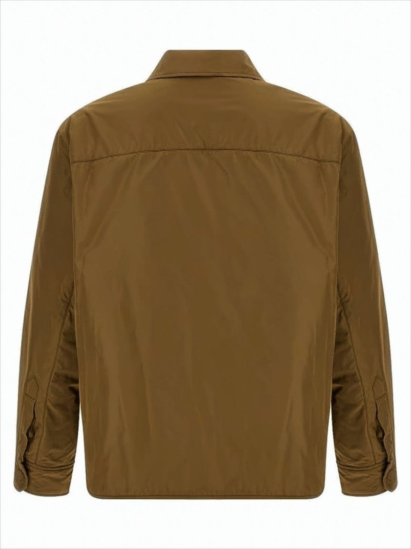 Ami Paris Matte-Finish Brown Casual Jacket With Boxy Silhouette