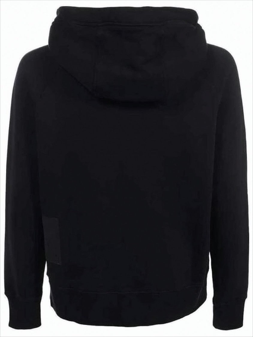 Ten C Black Zip-Up Hoodie With Ribbed Details