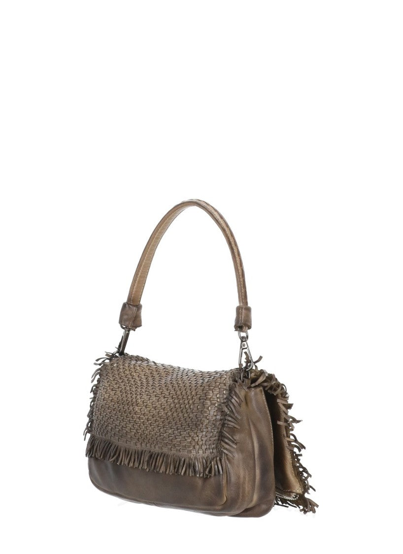 Reptile's House Structured Braided Shoulder Bag With Fringed Edges