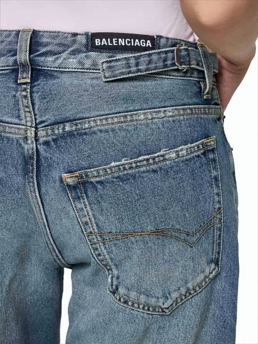 Balenciaga Distressed Denim Pants With Relaxed Fit And Classic Five-Pocket Design