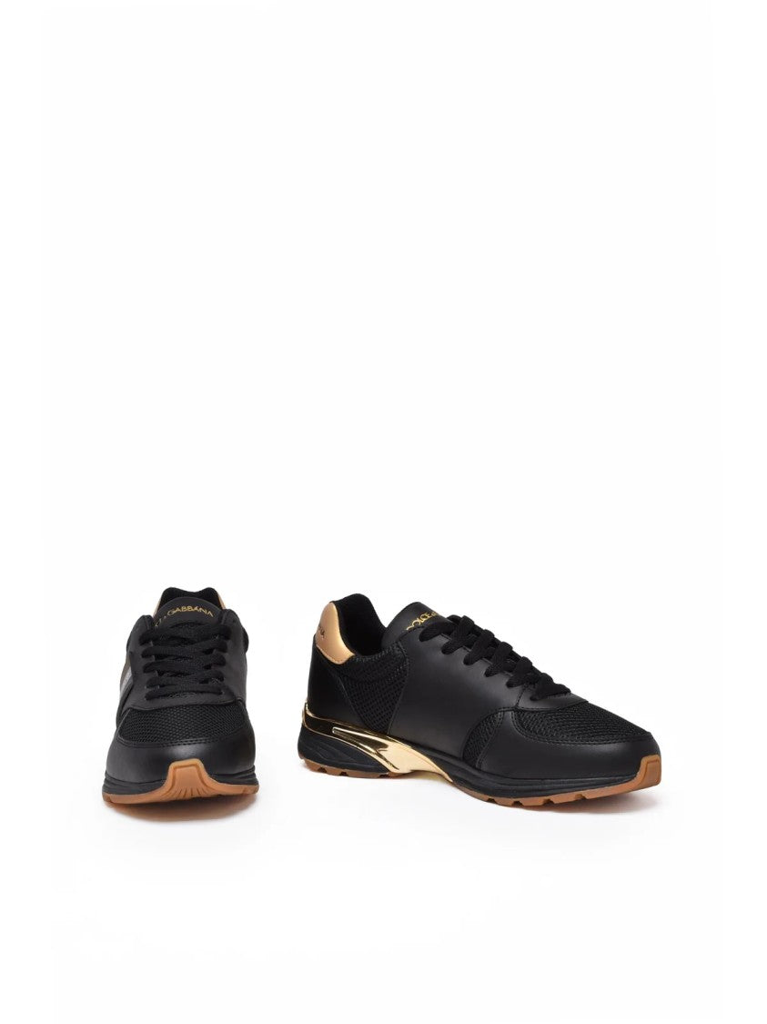 Dolce & Gabbana Black Action Metallic Accents Leather-Blend Sneakers