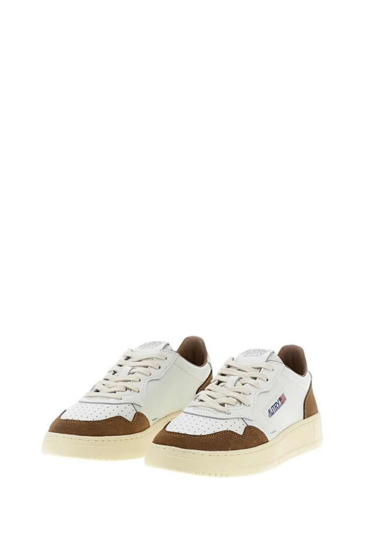 Autry White Brown Medalist Low Leather Suede Sneakers