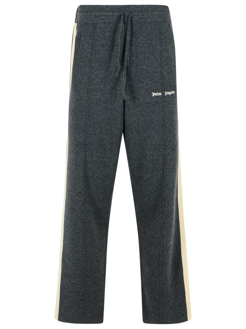Palm Angels Dark Grey Wool Blend Trousers